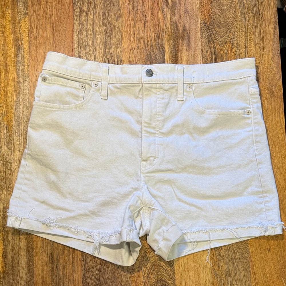 Madewell High Rise White Denim Cutoff Shorts